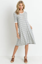 Load image into Gallery viewer, Grey and White Striped Dress