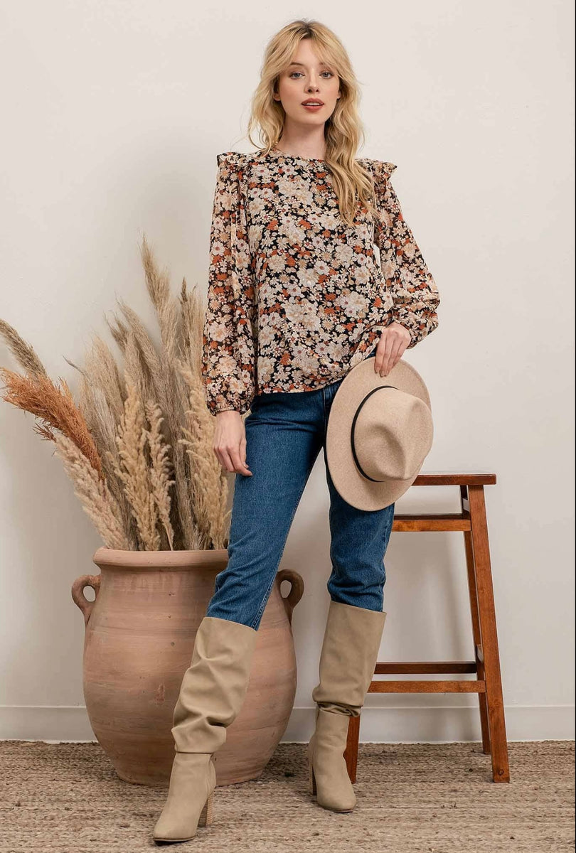 新品未使用volume frill flower shirring tops Women's Gauze Cotton Top, Shirt, Blouse, 100% Cotton