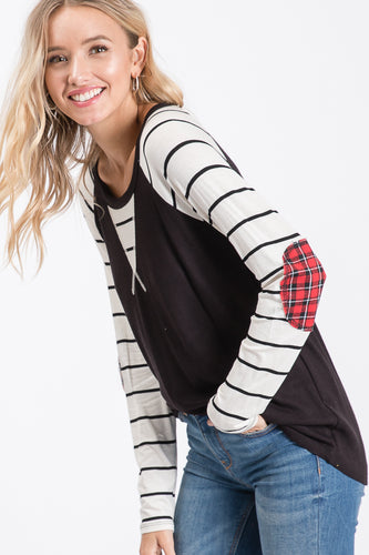 Striped Shirt with Patch Elbow